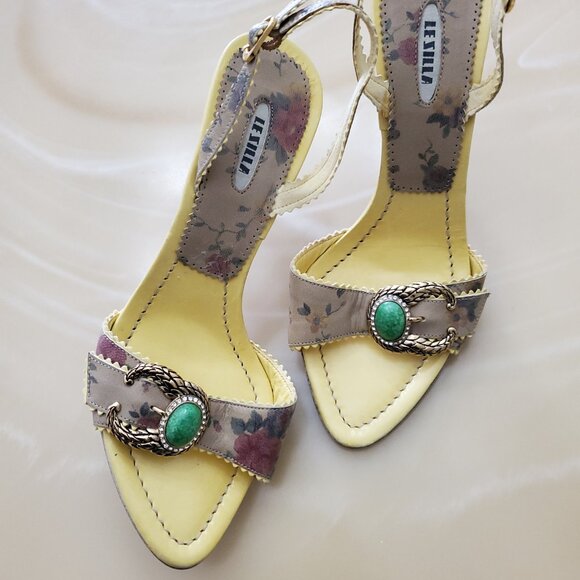 Le Silla Vintage Victorian Y2K Women's Leather Heel Sandal Made in Italy 35.5 - Picture 1 of 16